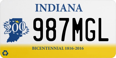 IN license plate 987MGL