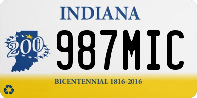 IN license plate 987MIC