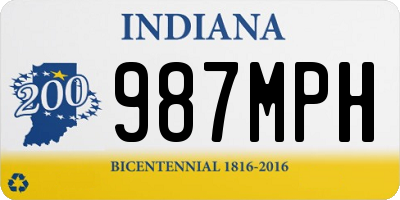 IN license plate 987MPH