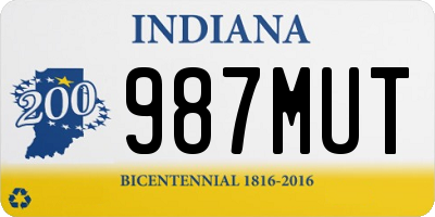 IN license plate 987MUT