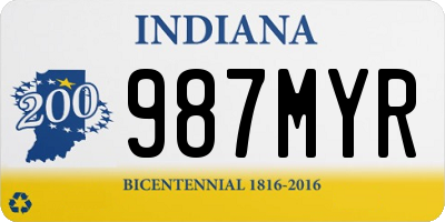 IN license plate 987MYR