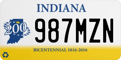 IN license plate 987MZN