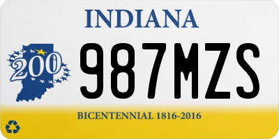 IN license plate 987MZS