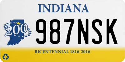 IN license plate 987NSK