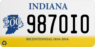 IN license plate 987OIO