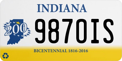 IN license plate 987OIS