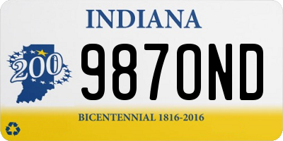 IN license plate 987OND