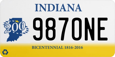 IN license plate 987ONE