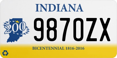 IN license plate 987OZX