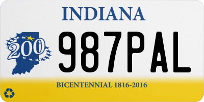 IN license plate 987PAL