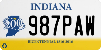 IN license plate 987PAW