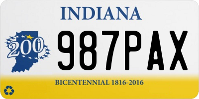 IN license plate 987PAX