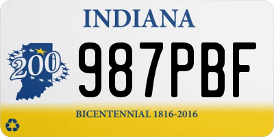 IN license plate 987PBF