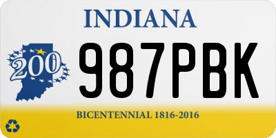 IN license plate 987PBK