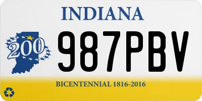 IN license plate 987PBV