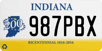 IN license plate 987PBX