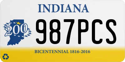 IN license plate 987PCS