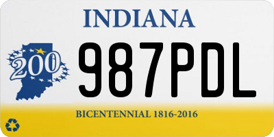 IN license plate 987PDL