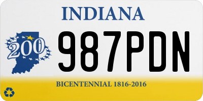 IN license plate 987PDN