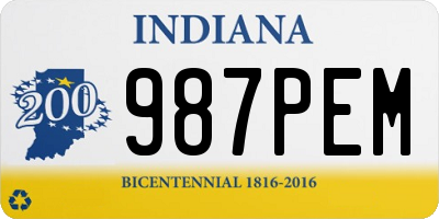 IN license plate 987PEM