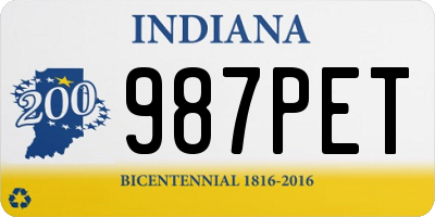 IN license plate 987PET