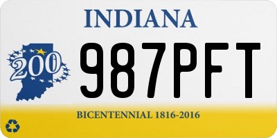 IN license plate 987PFT