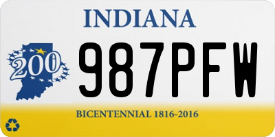 IN license plate 987PFW