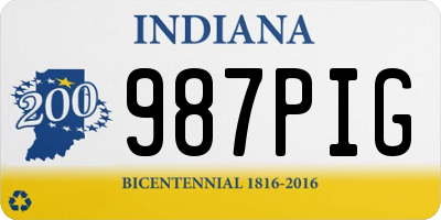 IN license plate 987PIG