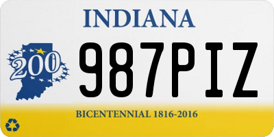 IN license plate 987PIZ