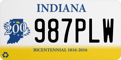 IN license plate 987PLW