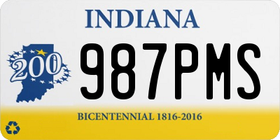 IN license plate 987PMS