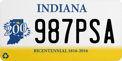 IN license plate 987PSA