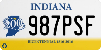 IN license plate 987PSF