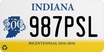 IN license plate 987PSL