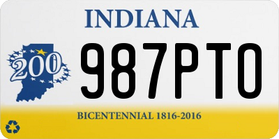 IN license plate 987PTO