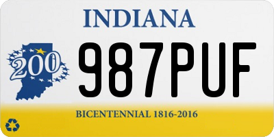 IN license plate 987PUF