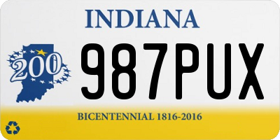 IN license plate 987PUX