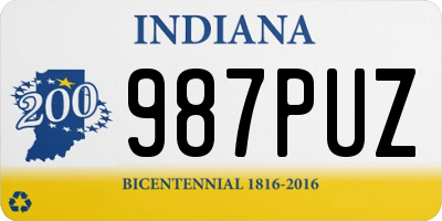 IN license plate 987PUZ