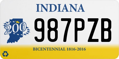 IN license plate 987PZB