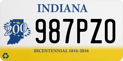 IN license plate 987PZO