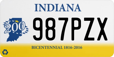 IN license plate 987PZX