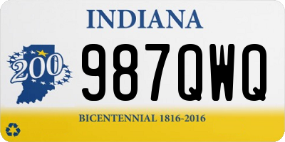 IN license plate 987QWQ