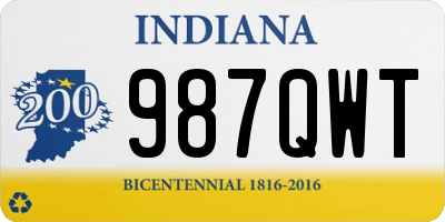 IN license plate 987QWT