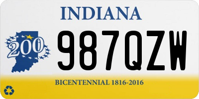 IN license plate 987QZW