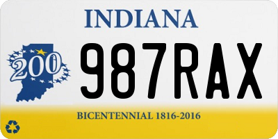 IN license plate 987RAX