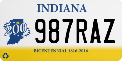 IN license plate 987RAZ