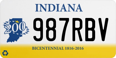 IN license plate 987RBV