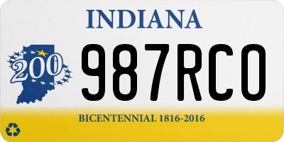 IN license plate 987RCO