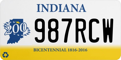 IN license plate 987RCW