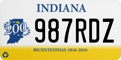 IN license plate 987RDZ